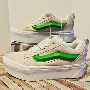 Vans Knu Stack Platform Women's 7 Shoes 90s Suede Grey Green Casual VN000CP6CY9